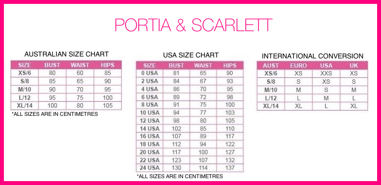 Portia And Size Chart